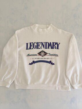 I.O.U. Legendary Vintage 1990 Graphic White Mock Neck Sweater